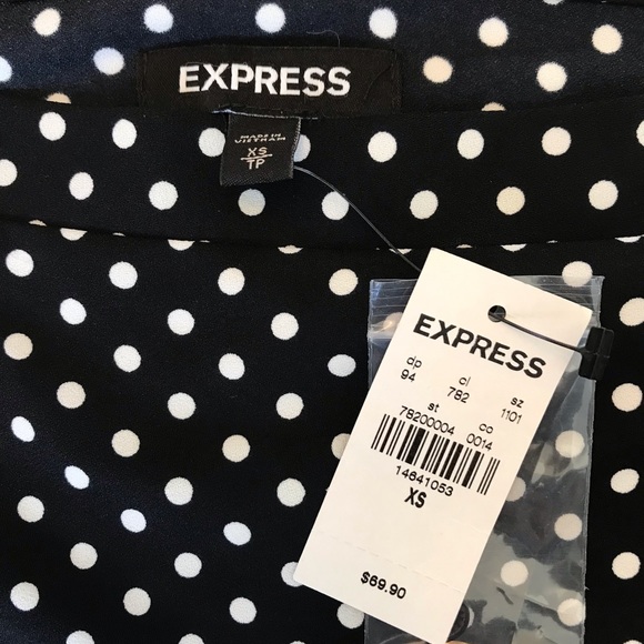 Express Off the Shoulder Polkadot Dress NWT - Picture 3 of 3